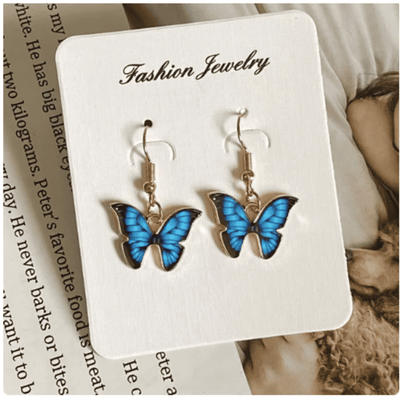 עגילים פרפר כחול