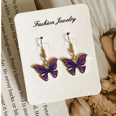 עגילים פרפר סגול