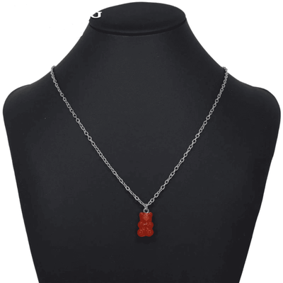 שרשרת דובון גומי אדום