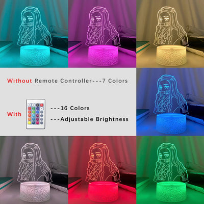דימון סלייר – מנורת 3D LED נזוקו ( משנה צבעים + שלט רחוק )