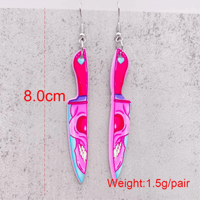 עגילים של סכין ורוד