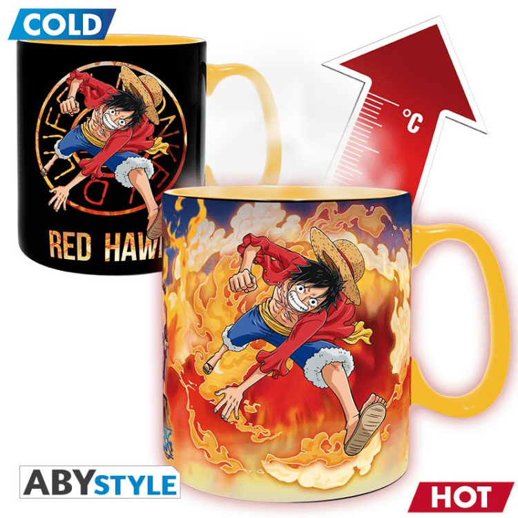 ספל קסום לופי RED HAWK וואן פיס 460ml - ABYSTYLE מתחלף בחום
