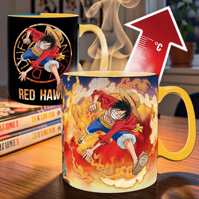 ספל קסום לופי RED HAWK וואן פיס 460ml - ABYSTYLE מתחלף בחום